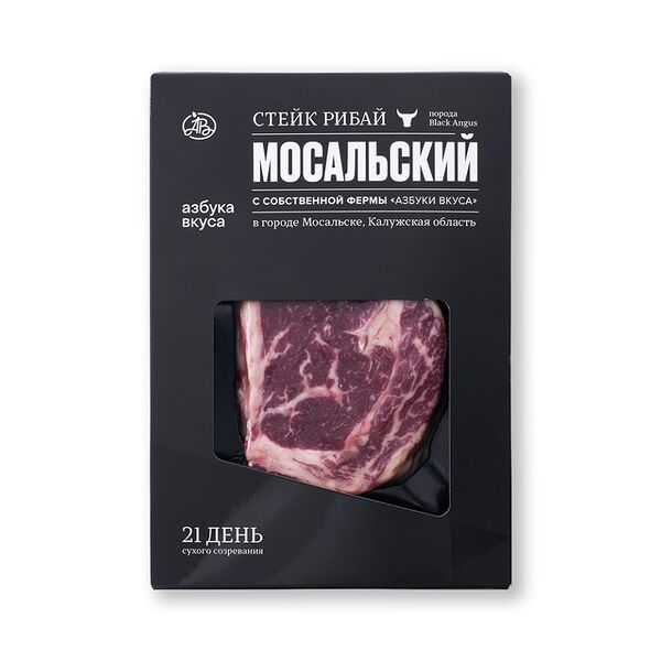 Стейк Рибай из мяса молодых бычков влажного созревания Мосальский АВ. Наши фермы ООО Городской cупермаркет Россия