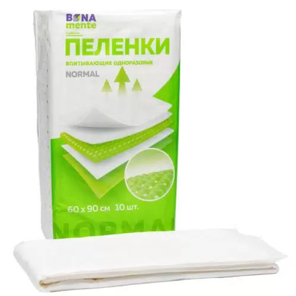 Bona mente! Normal пеленки впитывающие 60 см x 90 см 10 шт