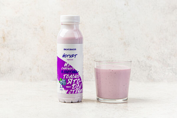 Йогурт питьевой с черникой без доб. сахара 2,5%