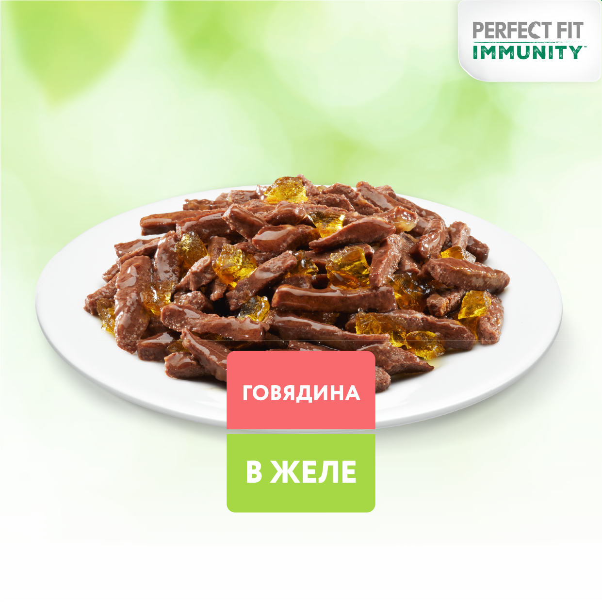 

Влажный корм Perfect Fit Immunity говядина в желе и семена льна для иммунитета кошек 75 г