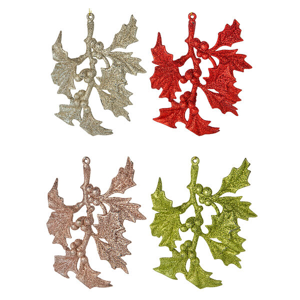 Сноу бум подвеска в виде ветки, глиттер, пластик, 14см, 4 цвета