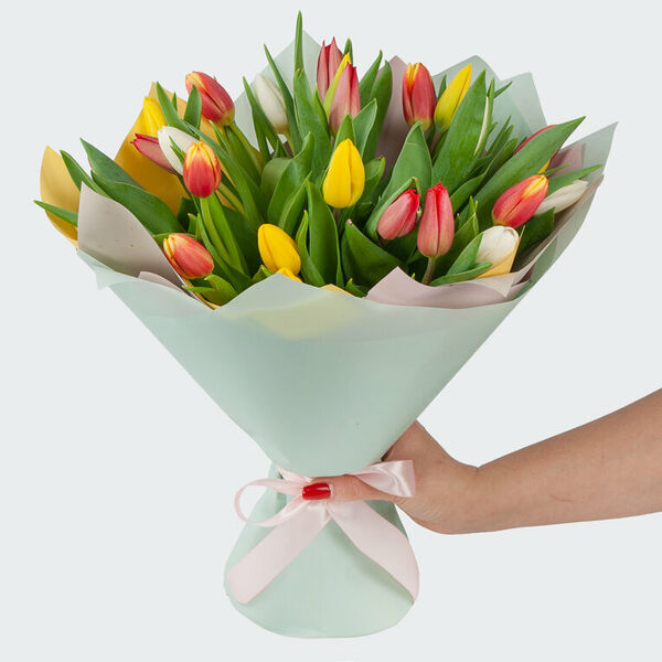 Букет 25 тюльпанов Лучики солнца