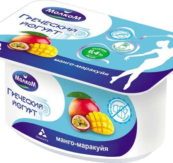 Йогурт Молком Греческий манго-маракуйя фруктовый 3.4%
