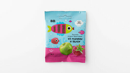 Кусочки ягодно-фруктовые из малины и яблок