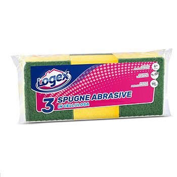 Губки Logex из целлюлозы с абразивным слоем для мытья посуды, 3 шт.