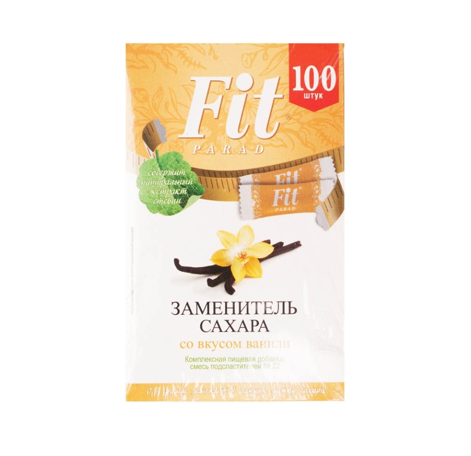 

Заменитель сахара FitParad со вкусом ванили, 100 пакетиков