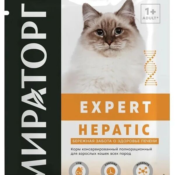 Корм консервированный Мираторг Expert для взрослых кошек всех пород Бережная забота о здоровье печени 80 г