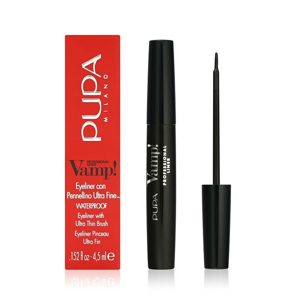 PUPA Подводка для глаз Vamp! Professional Liner жидкая, 4,5 мл, 100 Черная