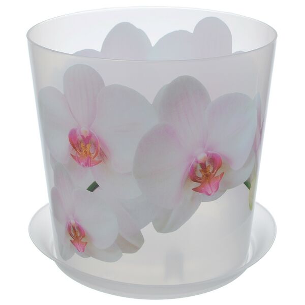 Кашпо Деко с подставкой, 12,5см, 1,2л, белый, пластик