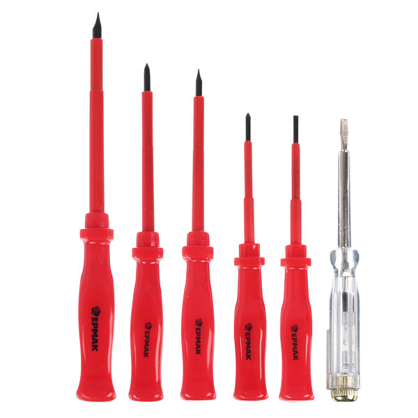 Ермак набор отверток 6шт диэлектрических (sl5.5*125,sl4*100,ph1*100,sl3*75,ph0*75,тестер 140мм)