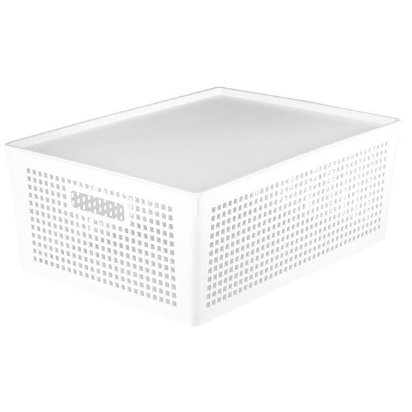 Корзинка Полимербыт Traymix с крышкой белая 41.5х31х15.3 см, 16.5 л