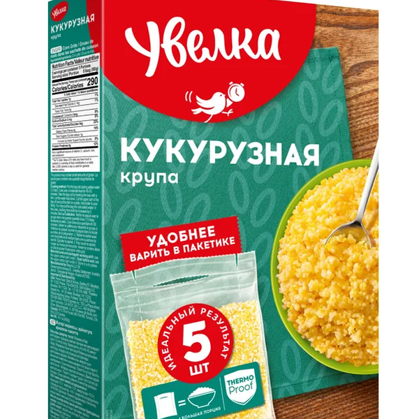 Крупа кукурузная Увелка в пакетиках, 5 шт × 80г