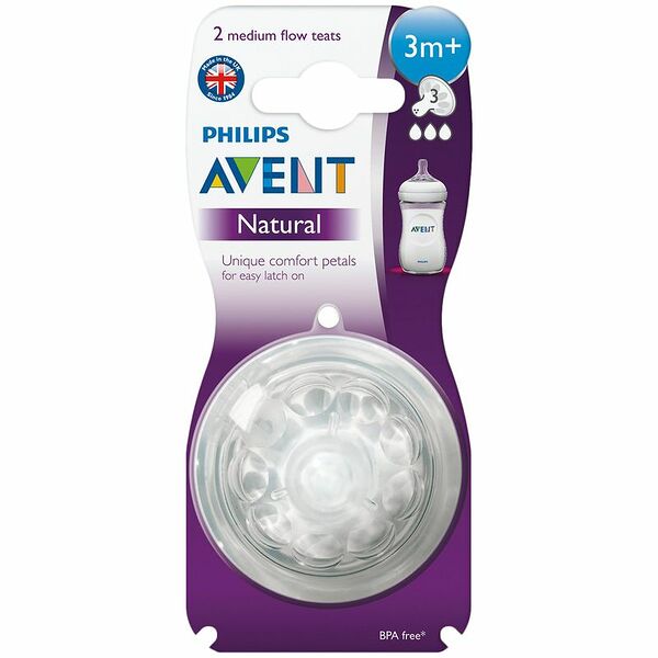 Соска Philips Avent Natural со средним потоком арт. SCF653/27 с 3 месяцев 2 шт