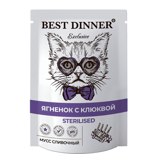 Корм для кошек Best Dinner Exclusive Sterilised Мусс сливочный Ягненок с клюквой