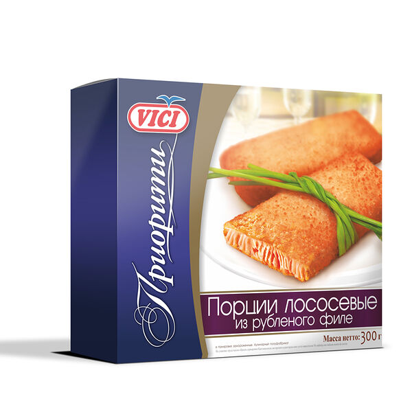 Лососевое филе рубленое Vici в панировке порции замороженные