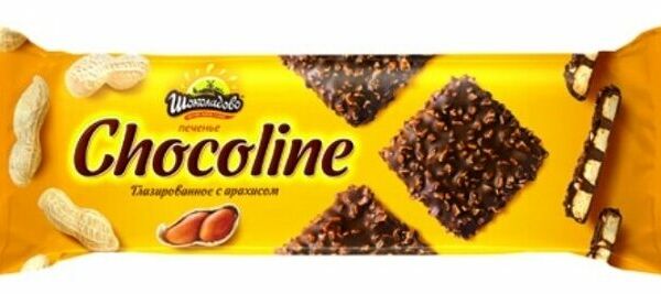 Печенье Шоколадово Chocoline глазированное с арахисом