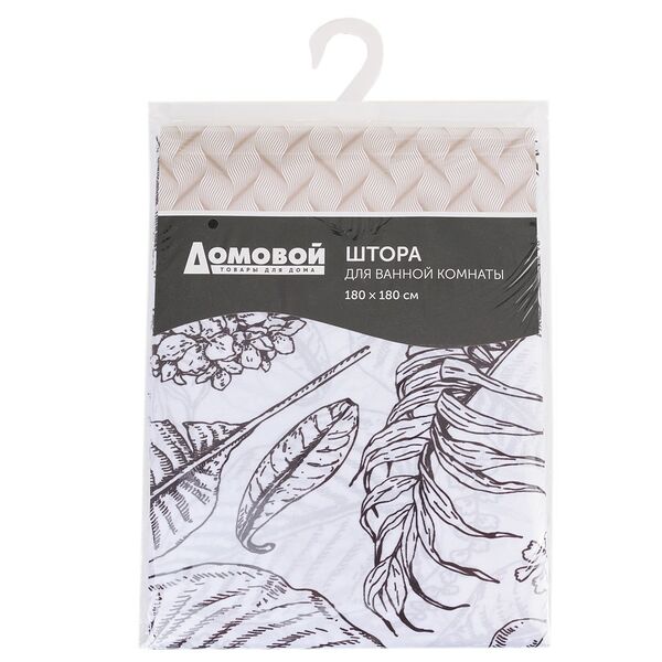 Занавеска для ванной комнаты Домовой Листья, 180х180 см, полиэстер