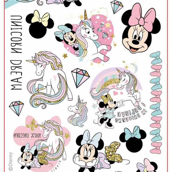 Наклейки-тату Disney Минни и Единорог переводные 1 шт.