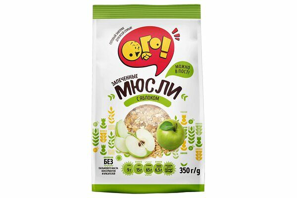 Готовый завтрак Ого! Мюсли запеченные с яблоком 
