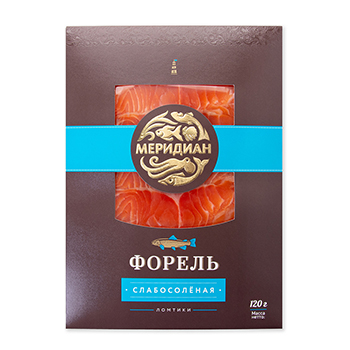 

Форель Меридиан слабосоленая нарезка 120 г
