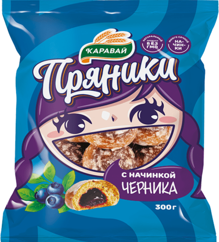 

Пряники заварные КАРАВАЙ Черника, 300 г