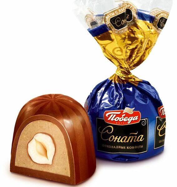 Конфеты Победа Вкуса Соната шоколадные с лесным орехом и ореховым кремом