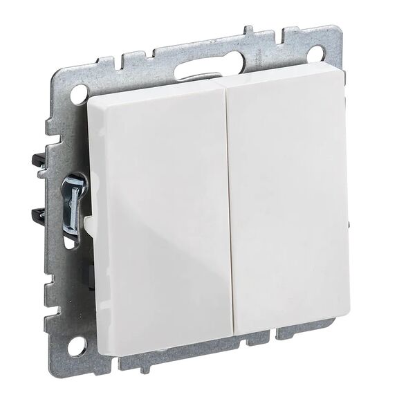 Выключатель двухклавишный IEK Brite, 10А, белый