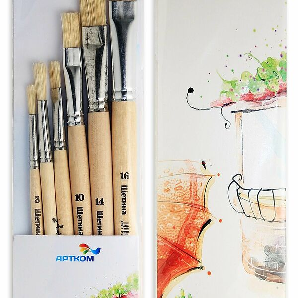 Набор кистей для рисования 'Хобби-1' №3,5,6,10,14,16, синтетика, 6 шт/уп, Артком