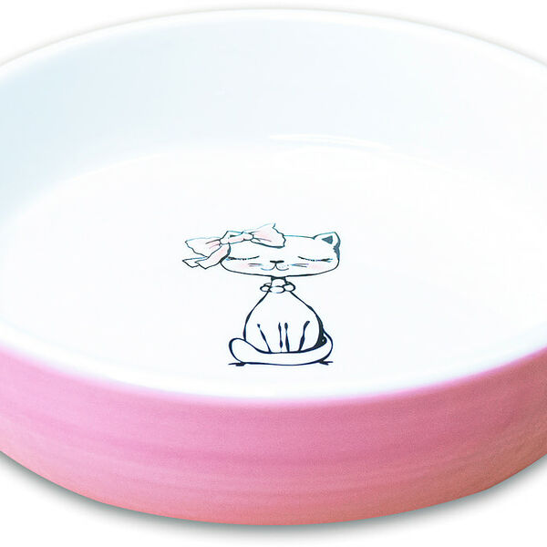 Миска Mr. Kranch керамическая для кошек Кошка с бантиком 370 мл лиловая