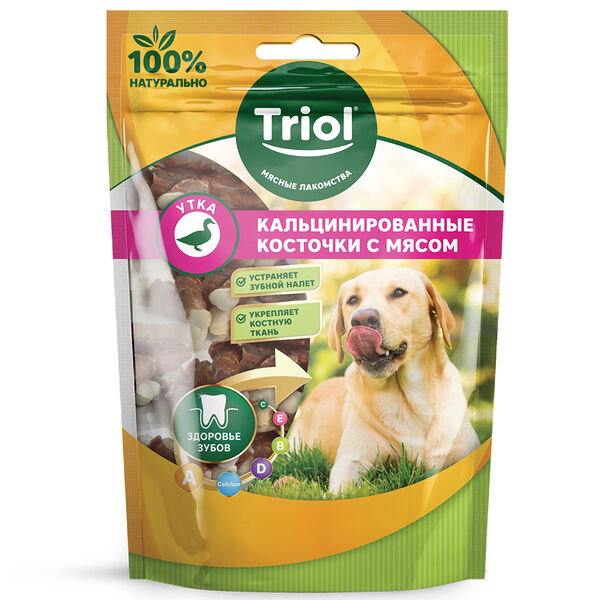 Лакомство для собак Triol кальцинированные косточки с уткой
