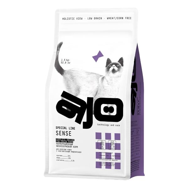 Корм сухой полнорационный Ajo Special Line с олениной для кошек с чувствительным пищеварением 1,5 кг