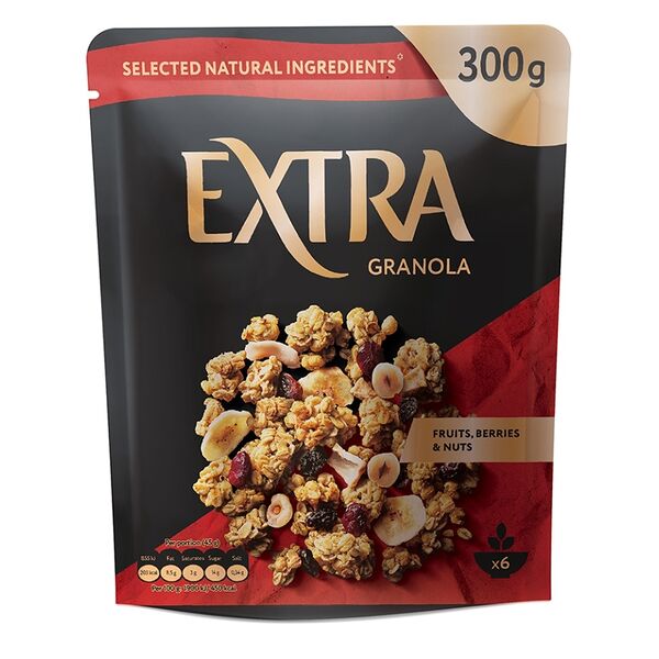Гранола-мюсли Extra хрустящая с фруктами ягодами и орехами, 300г