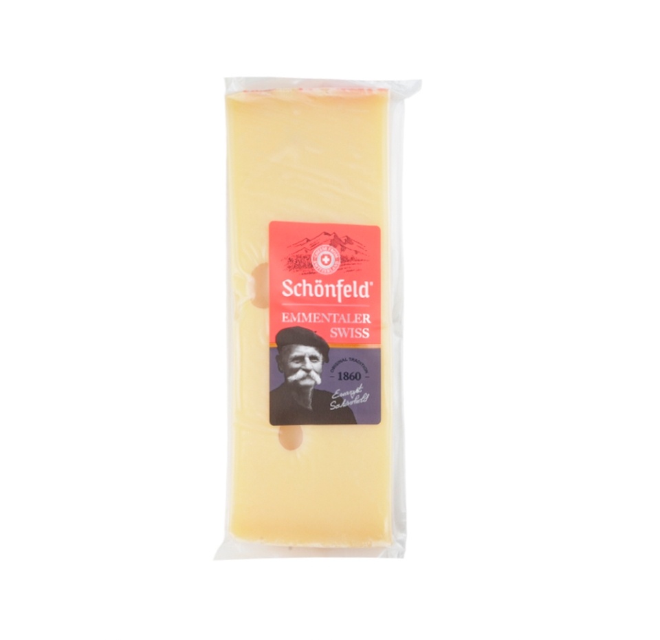 

Сыр фасованный Schonfeld Swiss Emmentaler Aop м.д.ж. в с.в. 48% 150 г Россия