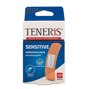 Лейкопластырь бактерицидный TENERIS Sensitive 20 шт, Великобритания