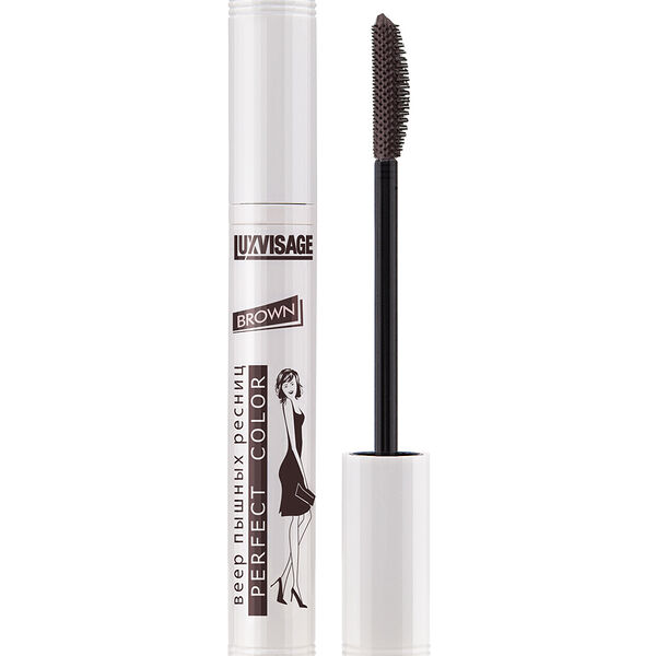 Тушь для ресниц Luxvisage Perfect Color Brown веер пышных ресниц, 8 г