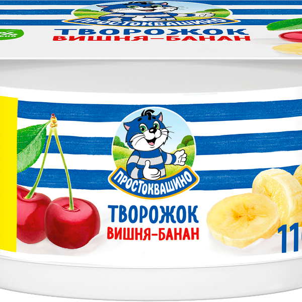 Продукт творожный Простоквашино вишня-банан 3.6%