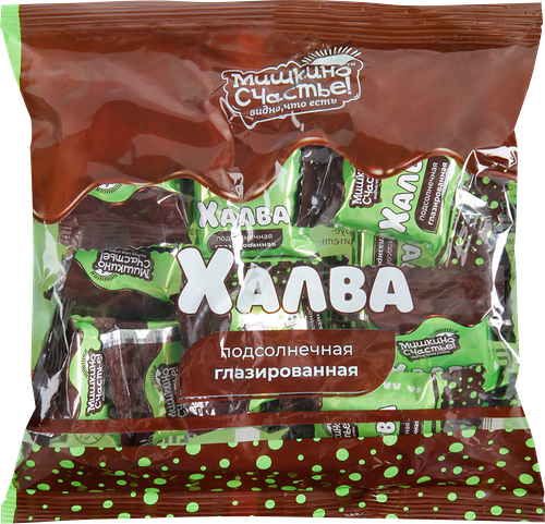 Конфеты Мишкино счастье, халва подсолнечная, глазированная, 240г