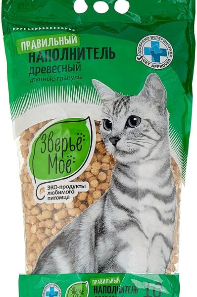 Наполнитель для кошачьего туалета Зверье Мое древесный крупные гранулы 10 л