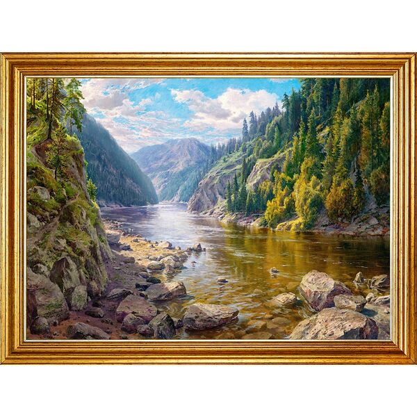 Картина в раме Горная речка, 30х40 см