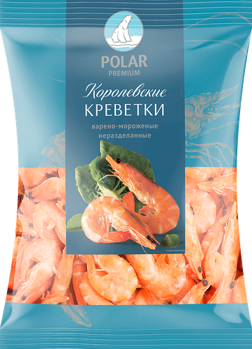 Креветки замороженные Polar Королевские неразделанные варено-мороженные 31/40, 800 г