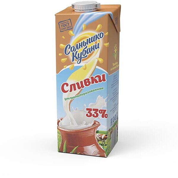 Сливки Солнышко Кубани 33% 1л