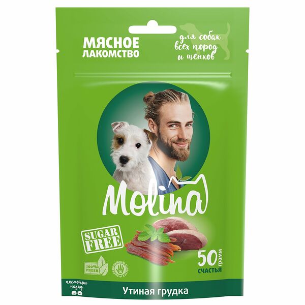 Лакомство для собак всех пород и щенков Molina Утиная грудка