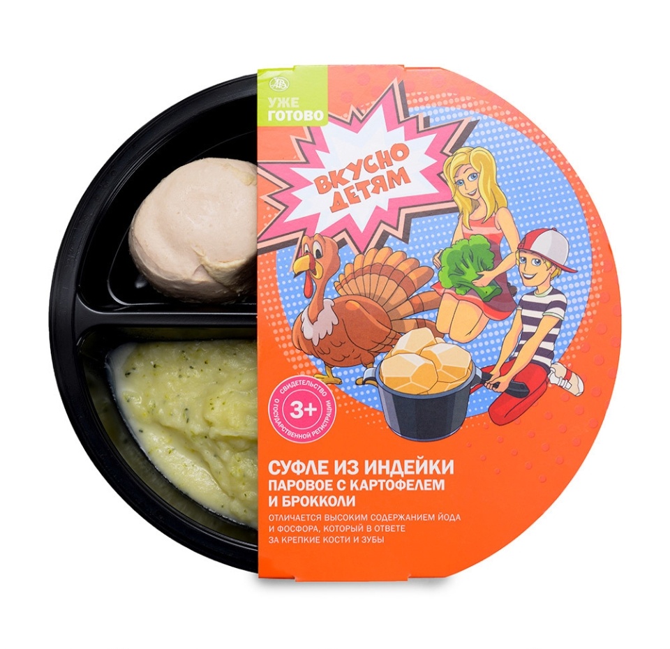 

Суфле из индейки паровое с картофелем и брокколи "Вкусно Детям" 300 г, Россия