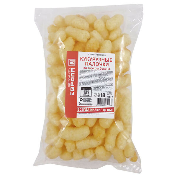 Кукурузные палочки Европа со вкусом бекона 70г