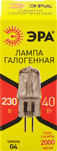Лампа галогенная ЭРА G4-JCD-40W-230V-CL G4 40Вт, капсула, теплый белый свет 