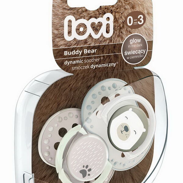 Пустышка силиконовая динамическая 2шт Buddy bear 0-3мес 22/863 LOVI