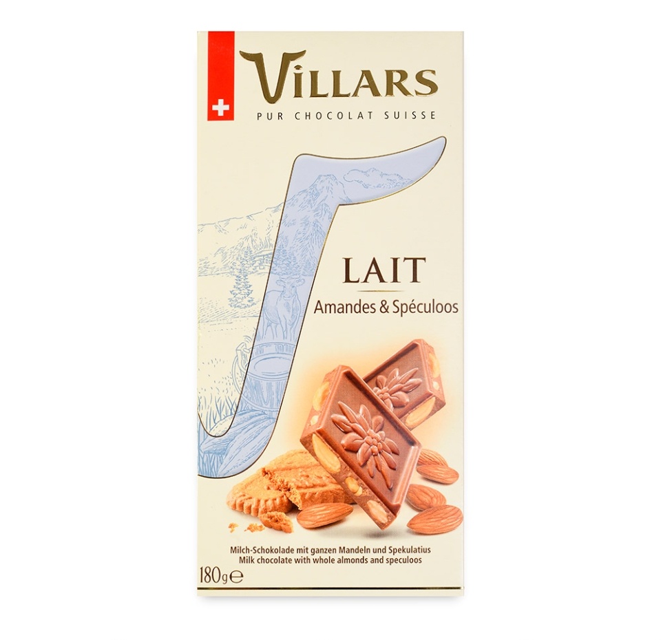 

Шоколад молочный Villars с миндалем и печеньем 180 г