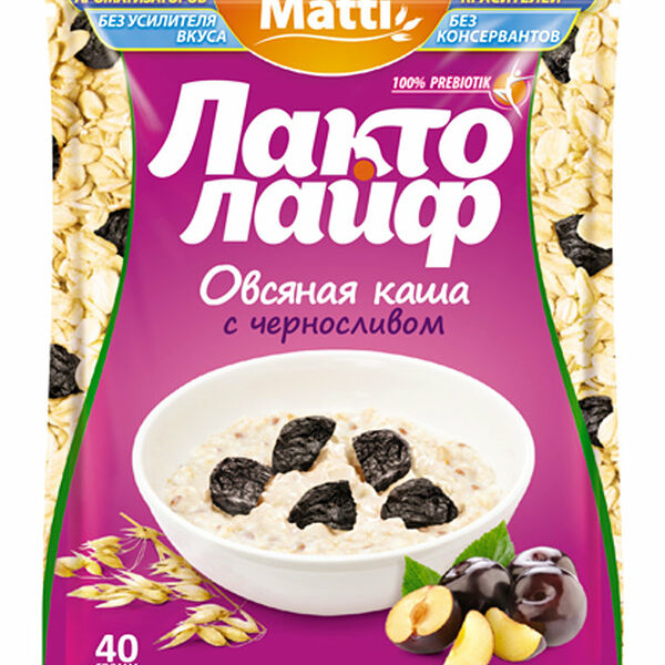 Каша овсяная Лактолайф с черносливом без сахара, порционная