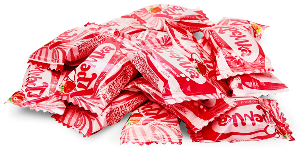 Карамель KDV Кремка со вкусом клубники и сливок, вес ~0.2 кг