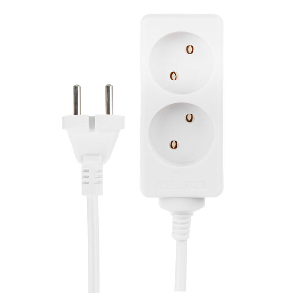 Forza удлинитель 2 гнезда, сеч. провода 0,75 кв.мм, 5м, евророзетка, 6a, макс. мощность1500вт